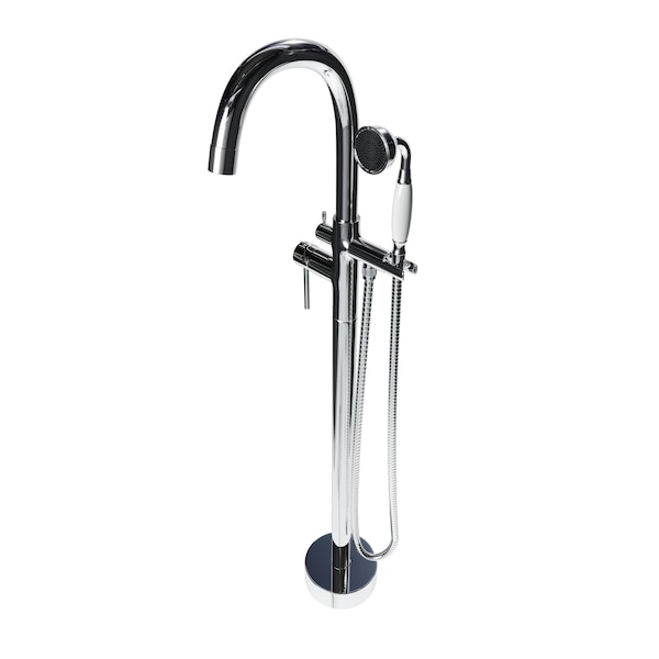 Castello Usa Neptune Freestanding Chrome Gooseneck Tub Filler Faucet with Drift Handle CB-F04-CR-J0903 - main